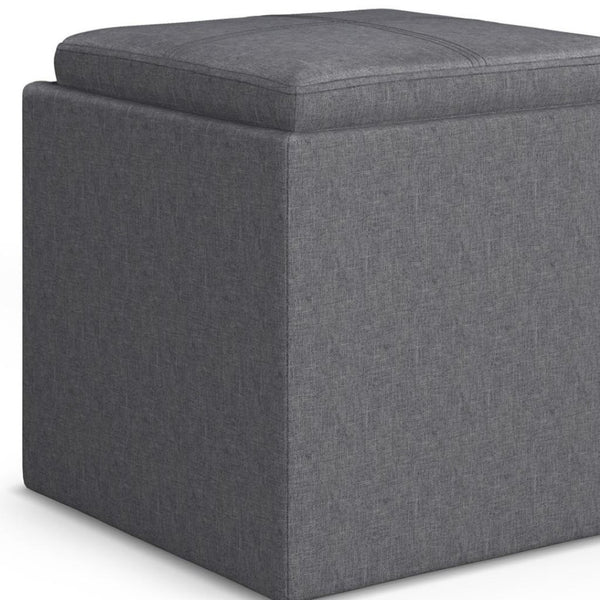 HomeRoots 17" Slate Gray Upholstered Storage Ottoman - Stylish, Compact Design for Modern Homes & Versatile Use 640138