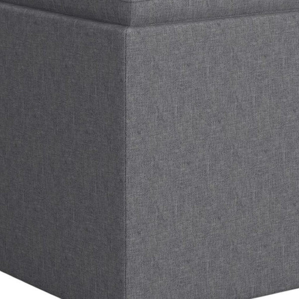 HomeRoots 17" Slate Gray Upholstered Storage Ottoman - Stylish, Compact Design for Modern Homes & Versatile Use 640138