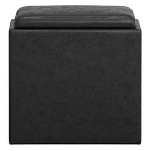 HomeRoots 17" Black Upholstery Storage Ottoman - Stylish Seating & Hidden Storage for Modern Living Spaces 640139