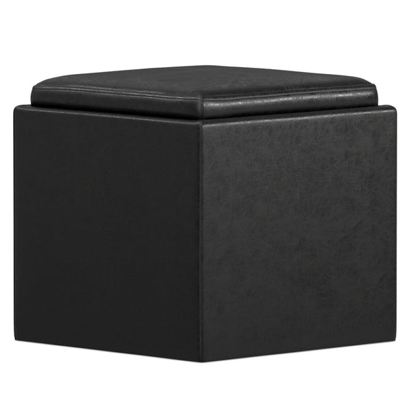 HomeRoots 17" Black Upholstery Storage Ottoman - Stylish Seating & Hidden Storage for Modern Living Spaces 640139