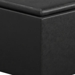 HomeRoots 17" Black Upholstery Storage Ottoman - Stylish Seating & Hidden Storage for Modern Living Spaces 640139