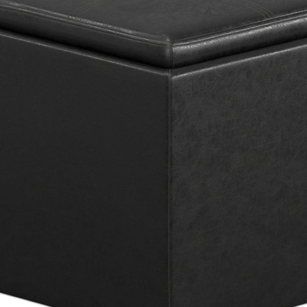 HomeRoots 17" Black Upholstery Storage Ottoman - Stylish Seating & Hidden Storage for Modern Living Spaces 640139