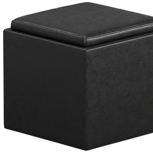 HomeRoots 17" Black Upholstery Storage Ottoman - Stylish Seating & Hidden Storage for Modern Living Spaces 640139