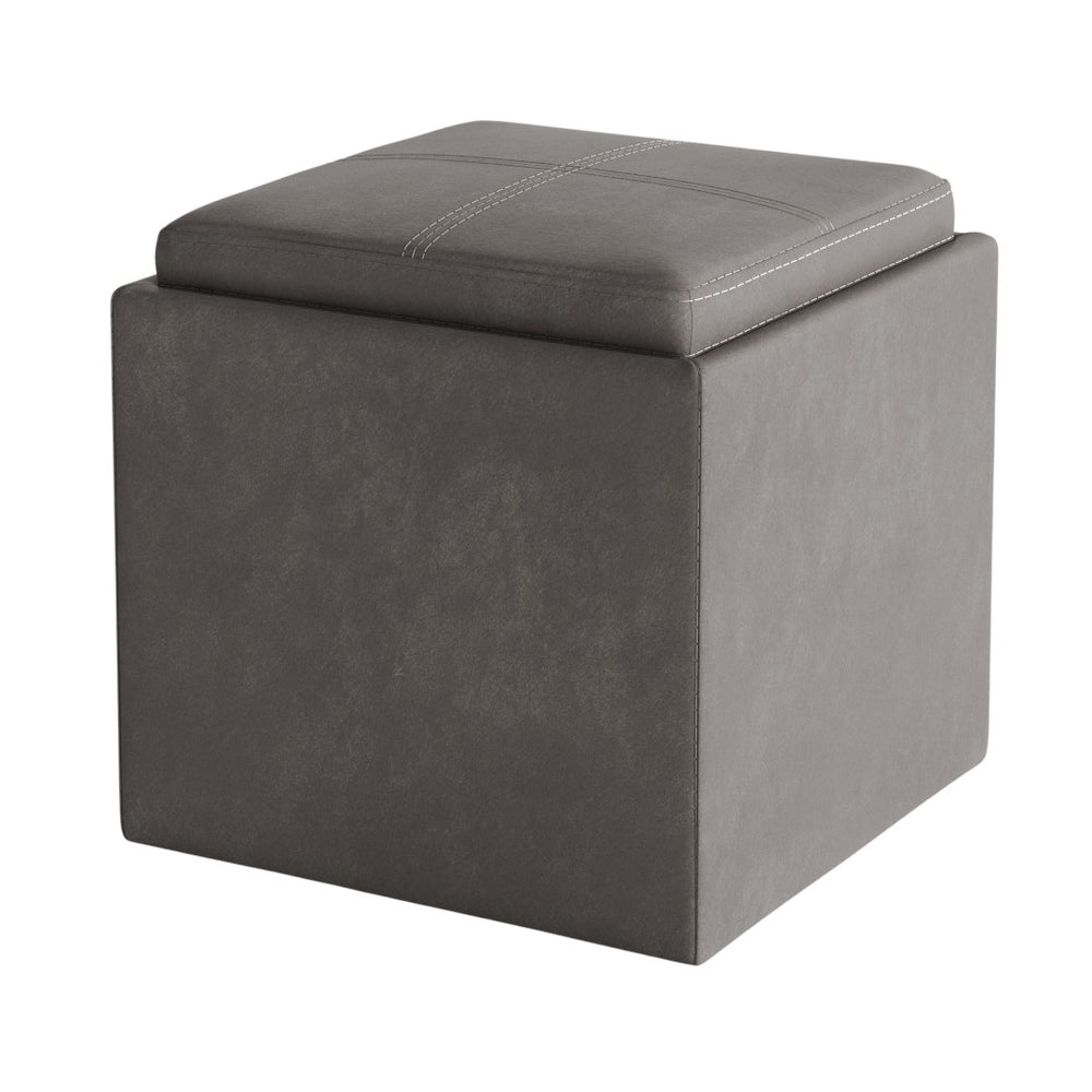 HomeRoots 17" Slate Gray Upholstery Ottoman - Stylish Storage, Versatile Seating, Perfect for Small Spaces! 640140