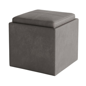 HomeRoots 17" Slate Gray Upholstery Ottoman - Stylish Storage, Versatile Seating, Perfect for Small Spaces! 640140