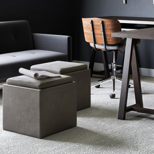 HomeRoots 17" Slate Gray Upholstery Ottoman - Stylish Storage, Versatile Seating, Perfect for Small Spaces! 640140
