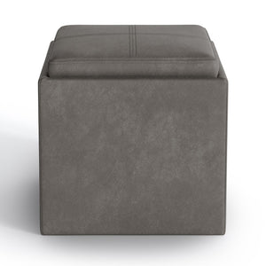 HomeRoots 17" Slate Gray Upholstery Ottoman - Stylish Storage, Versatile Seating, Perfect for Small Spaces! 640140