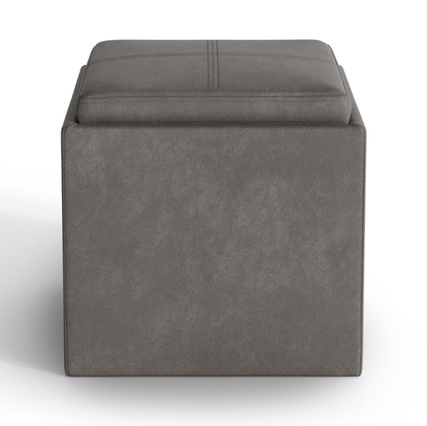 HomeRoots 17" Slate Gray Upholstery Ottoman - Stylish Storage, Versatile Seating, Perfect for Small Spaces! 640140
