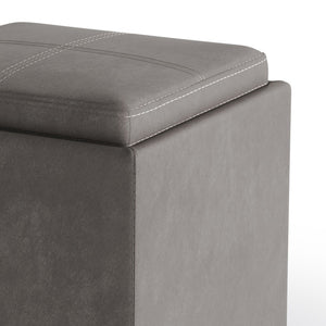 HomeRoots 17" Slate Gray Upholstery Ottoman - Stylish Storage, Versatile Seating, Perfect for Small Spaces! 640140