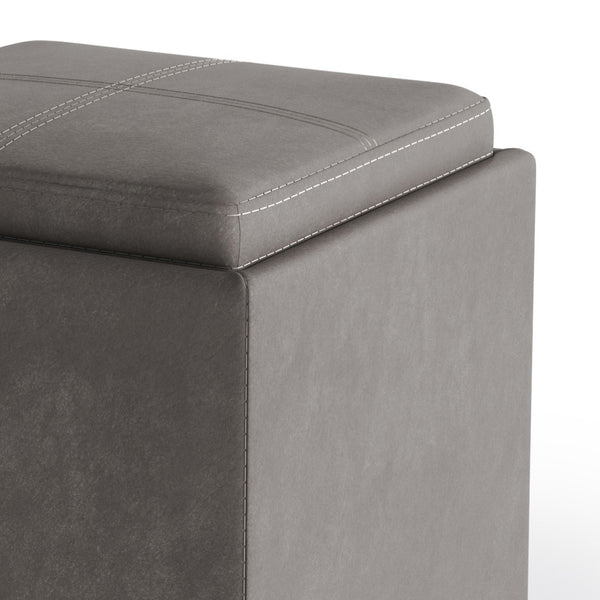 HomeRoots 17" Slate Gray Upholstery Ottoman - Stylish Storage, Versatile Seating, Perfect for Small Spaces! 640140