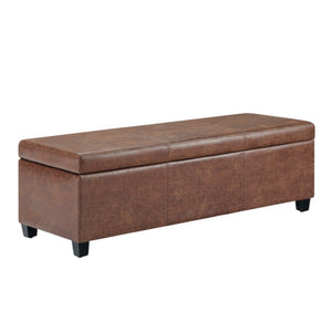 HomeRoots 48" Dark Brown Upholstery Storage Ottoman - Versatile Extra Seating, Stylish Footrest & Hidden Storage 640141