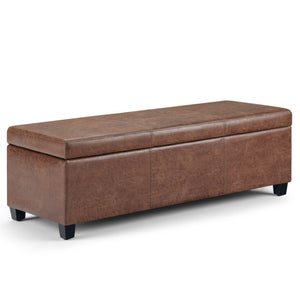 HomeRoots 48" Dark Brown Upholstery Storage Ottoman - Versatile Extra Seating, Stylish Footrest & Hidden Storage 640141