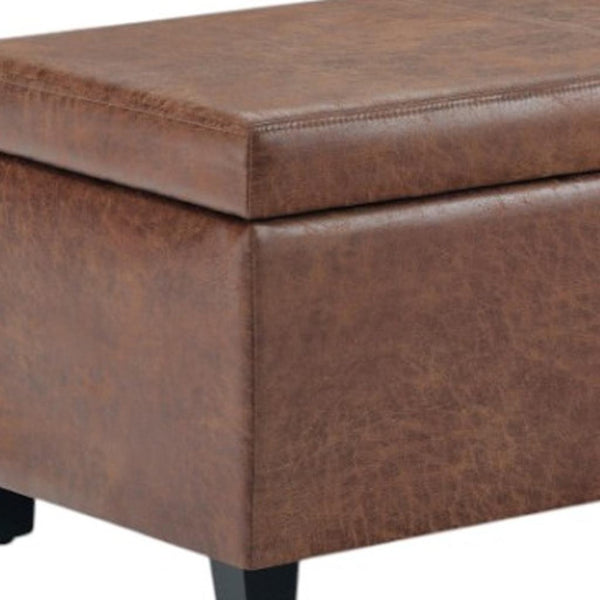HomeRoots 48" Dark Brown Upholstery Storage Ottoman - Versatile Extra Seating, Stylish Footrest & Hidden Storage 640141
