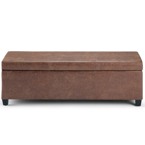 HomeRoots 48" Dark Brown Upholstery Storage Ottoman - Versatile Extra Seating, Stylish Footrest & Hidden Storage 640141