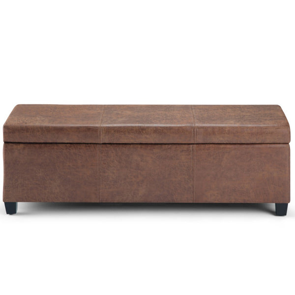 HomeRoots 48" Dark Brown Upholstery Storage Ottoman - Versatile Extra Seating, Stylish Footrest & Hidden Storage 640141