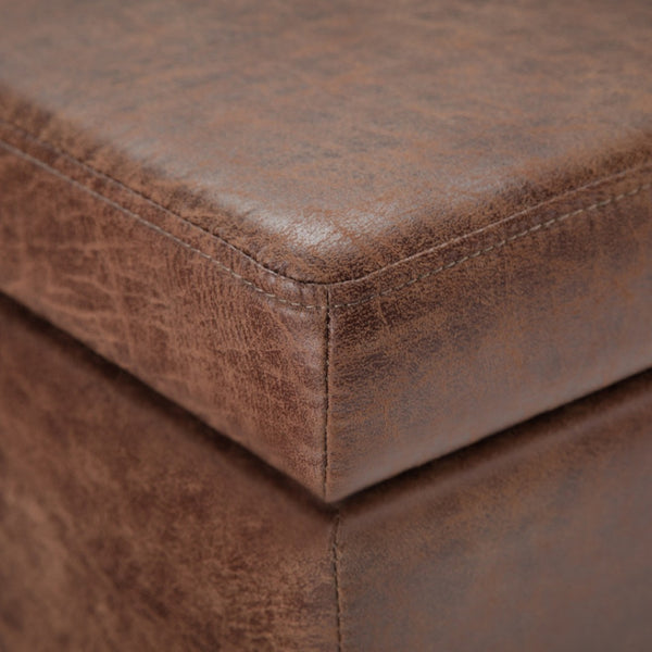 HomeRoots 48" Dark Brown Upholstery Storage Ottoman - Versatile Extra Seating, Stylish Footrest & Hidden Storage 640141