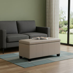 HomeRoots 36" Dark Brown and Cream Upholstered Storage Ottoman – Stylish Multi-Functional Solution for Any Room 640142
