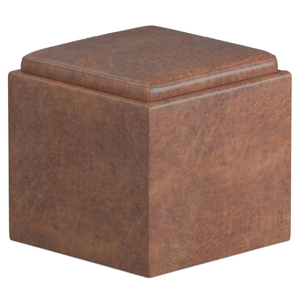 HomeRoots 17" Brown Upholstered Storage Ottoman - Stylish Multi-Functional Seat with Hidden Storage for Small Spaces 640143