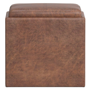 HomeRoots 17" Brown Upholstered Storage Ottoman - Stylish Multi-Functional Seat with Hidden Storage for Small Spaces 640143