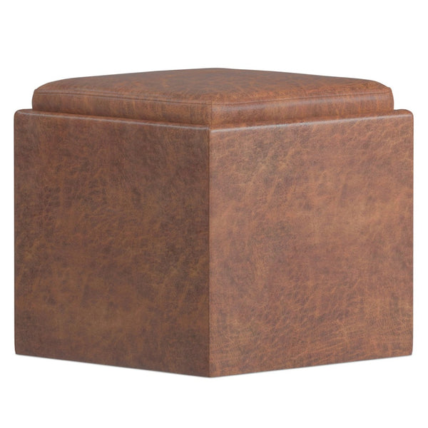 HomeRoots 17" Brown Upholstered Storage Ottoman - Stylish Multi-Functional Seat with Hidden Storage for Small Spaces 640143