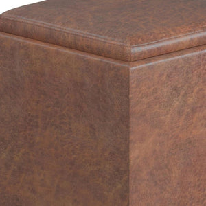 HomeRoots 17" Brown Upholstered Storage Ottoman - Stylish Multi-Functional Seat with Hidden Storage for Small Spaces 640143