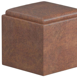 HomeRoots 17" Brown Upholstered Storage Ottoman - Stylish Multi-Functional Seat with Hidden Storage for Small Spaces 640143