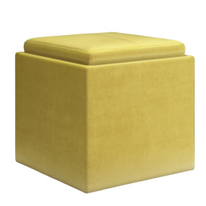 HomeRoots 17" Yellow Upholstery Storage Ottoman – Stylish Multifunctional Seating & Hidden Storage for Any Room 640144