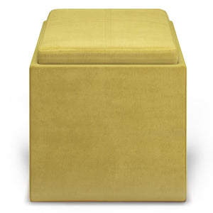 HomeRoots 17" Yellow Upholstery Storage Ottoman – Stylish Multifunctional Seating & Hidden Storage for Any Room 640144