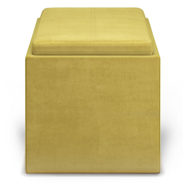 HomeRoots 17" Yellow Upholstery Storage Ottoman – Stylish Multifunctional Seating & Hidden Storage for Any Room 640144
