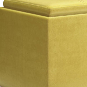 HomeRoots 17" Yellow Upholstery Storage Ottoman – Stylish Multifunctional Seating & Hidden Storage for Any Room 640144