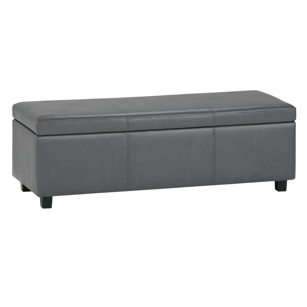HomeRoots 48" Dark Brown and Gray Upholstered Storage Ottoman - Stylish Seating with Hidden Storage Solution 640145