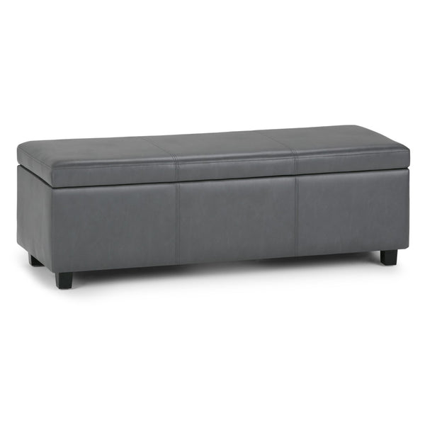 HomeRoots 48" Dark Brown and Gray Upholstered Storage Ottoman - Stylish Seating with Hidden Storage Solution 640145