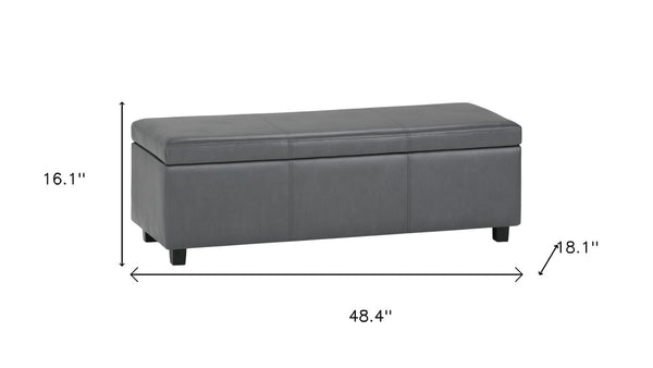 HomeRoots 48" Dark Brown and Gray Upholstered Storage Ottoman - Stylish Seating with Hidden Storage Solution 640145