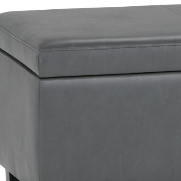 HomeRoots 48" Dark Brown and Gray Upholstered Storage Ottoman - Stylish Seating with Hidden Storage Solution 640145
