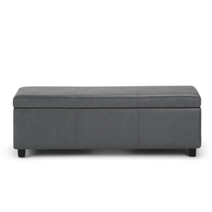 HomeRoots 48" Dark Brown and Gray Upholstered Storage Ottoman - Stylish Seating with Hidden Storage Solution 640145
