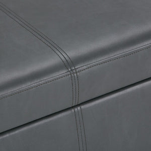 HomeRoots 48" Dark Brown and Gray Upholstered Storage Ottoman - Stylish Seating with Hidden Storage Solution 640145