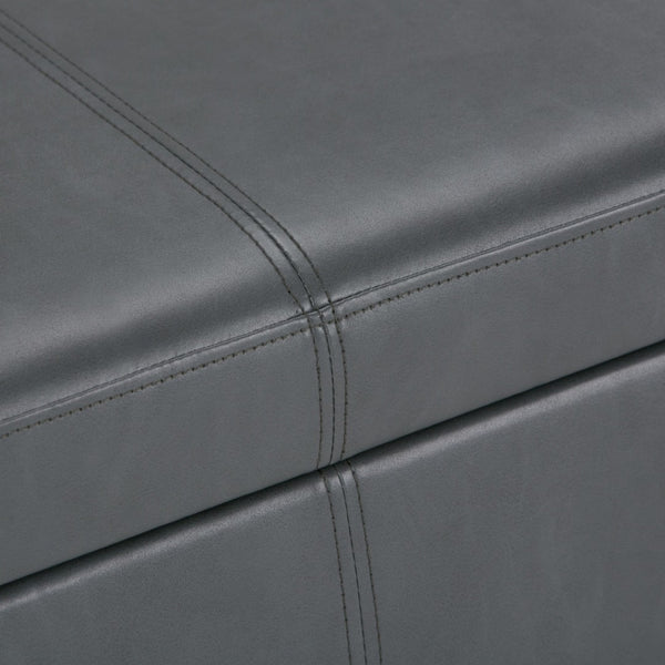 HomeRoots 48" Dark Brown and Gray Upholstered Storage Ottoman - Stylish Seating with Hidden Storage Solution 640145