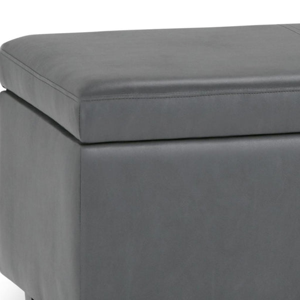 HomeRoots 48" Dark Brown and Gray Upholstered Storage Ottoman - Stylish Seating with Hidden Storage Solution 640145