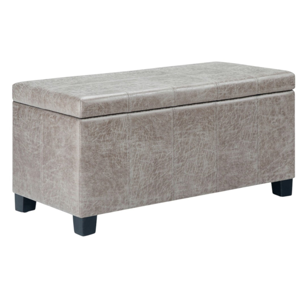 HomeRoots 36" Stylish Dual-Purpose Dark Brown and Gray Upholstery Storage Ottoman for Modern Living Spaces 640146