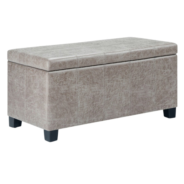 HomeRoots 36" Stylish Dual-Purpose Dark Brown and Gray Upholstery Storage Ottoman for Modern Living Spaces 640146