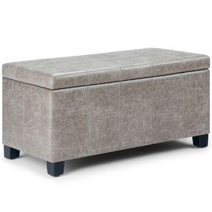 HomeRoots 36" Stylish Dual-Purpose Dark Brown and Gray Upholstery Storage Ottoman for Modern Living Spaces 640146