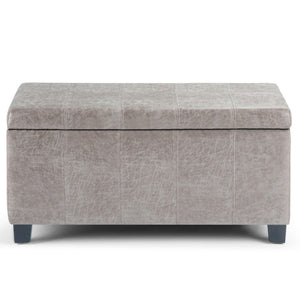 HomeRoots 36" Stylish Dual-Purpose Dark Brown and Gray Upholstery Storage Ottoman for Modern Living Spaces 640146
