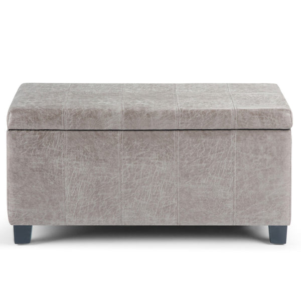 HomeRoots 36" Stylish Dual-Purpose Dark Brown and Gray Upholstery Storage Ottoman for Modern Living Spaces 640146