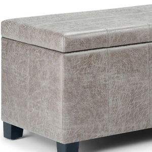 HomeRoots 36" Stylish Dual-Purpose Dark Brown and Gray Upholstery Storage Ottoman for Modern Living Spaces 640146
