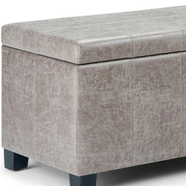 HomeRoots 36" Stylish Dual-Purpose Dark Brown and Gray Upholstery Storage Ottoman for Modern Living Spaces 640146