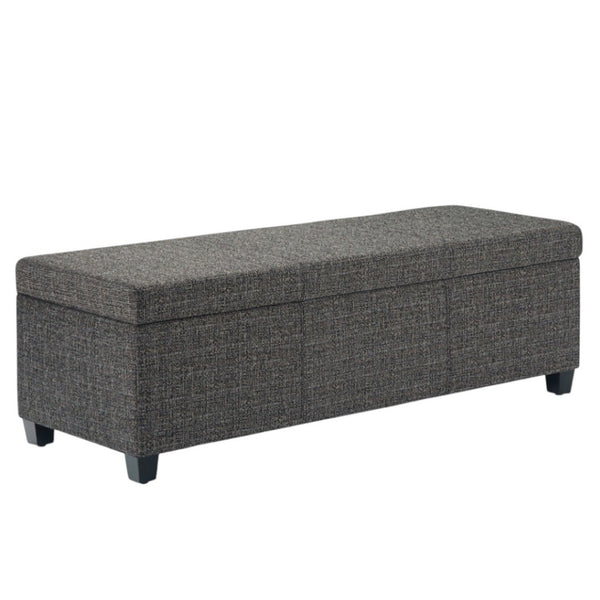 HomeRoots 48" Stylish Dark Brown & Gray Upholstery Storage Ottoman - Multi-Functional, Compact & Chic Design 640147