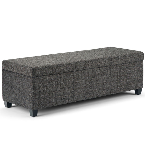 HomeRoots 48" Stylish Dark Brown & Gray Upholstery Storage Ottoman - Multi-Functional, Compact & Chic Design 640147