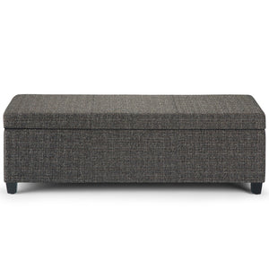 HomeRoots 48" Stylish Dark Brown & Gray Upholstery Storage Ottoman - Multi-Functional, Compact & Chic Design 640147