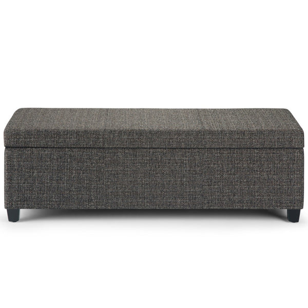 HomeRoots 48" Stylish Dark Brown & Gray Upholstery Storage Ottoman - Multi-Functional, Compact & Chic Design 640147