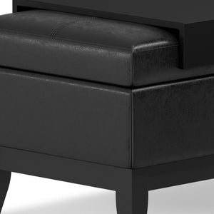 HomeRoots 42" Stylish Dark Brown and Black Upholstered Storage Ottoman - Versatile Seating & Hidden Storage Solution 640149